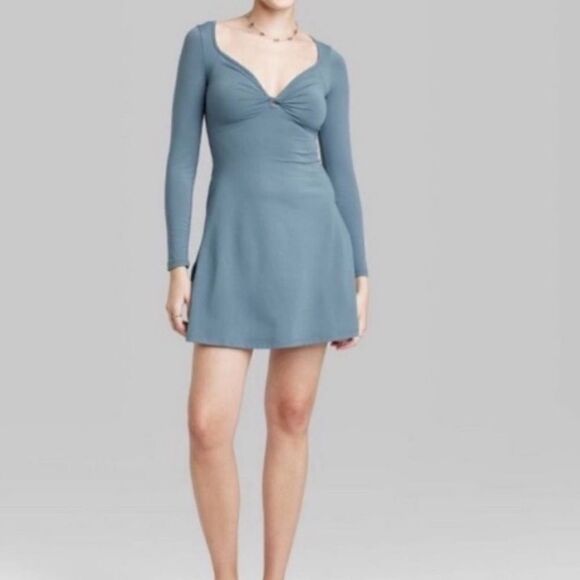 Wild Fable Juniors Twist Front Long Sleeve Dress, Size XXS, NWT - Picture 1 of 10